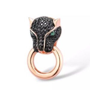 Rose Silver Panther Black spinel Pendant